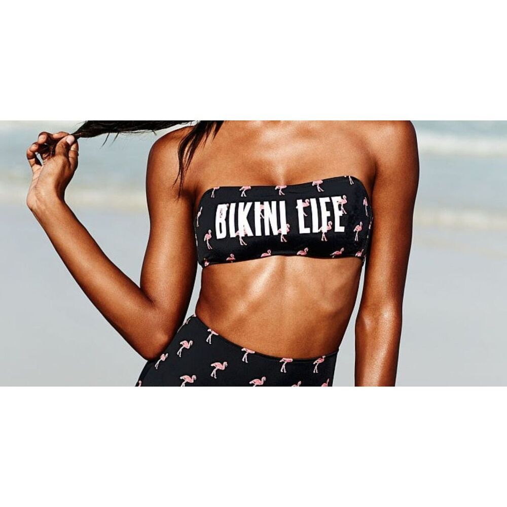 Victoria's Secret Black Flamingo Bikini Set Small Bikini Life Flattering